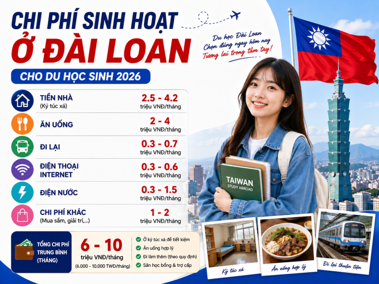 chi phí sinh hoạt ở Đài Loan